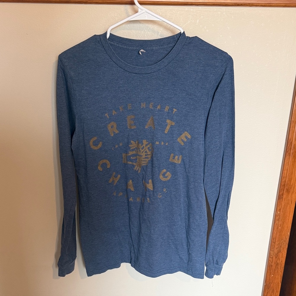 Source Unknown Blue Long Sleeve Tee with Gold Print